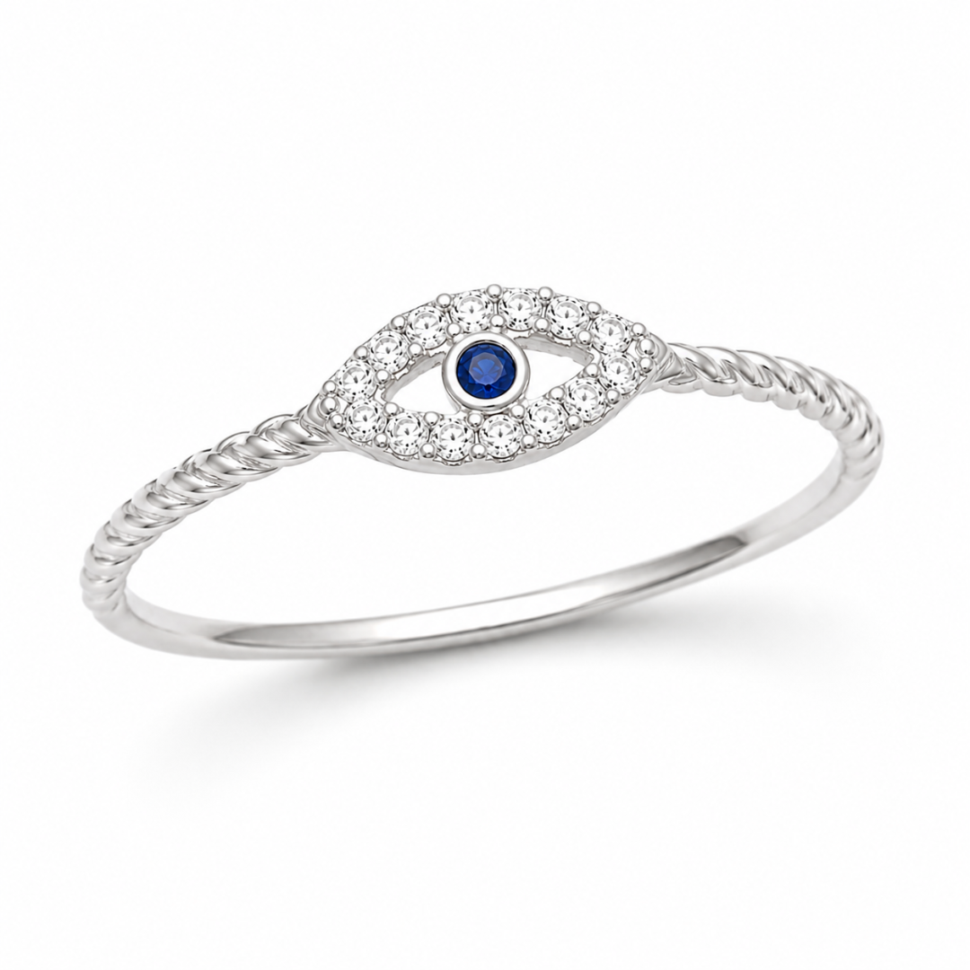 Anel Olho Grego com Zircônia Prata 925