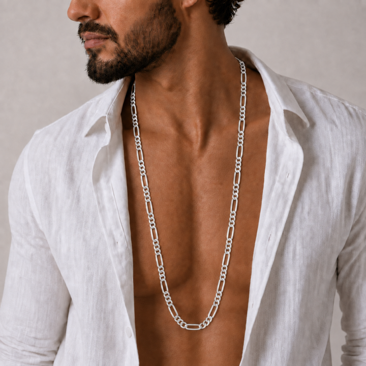 ELO 3X1 Corrente Masculina Elo 3x1 70 cm Prata 925