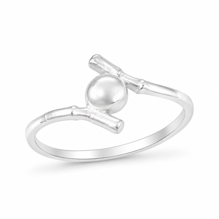 Anel Bolinha Com Detalhes Prata 925