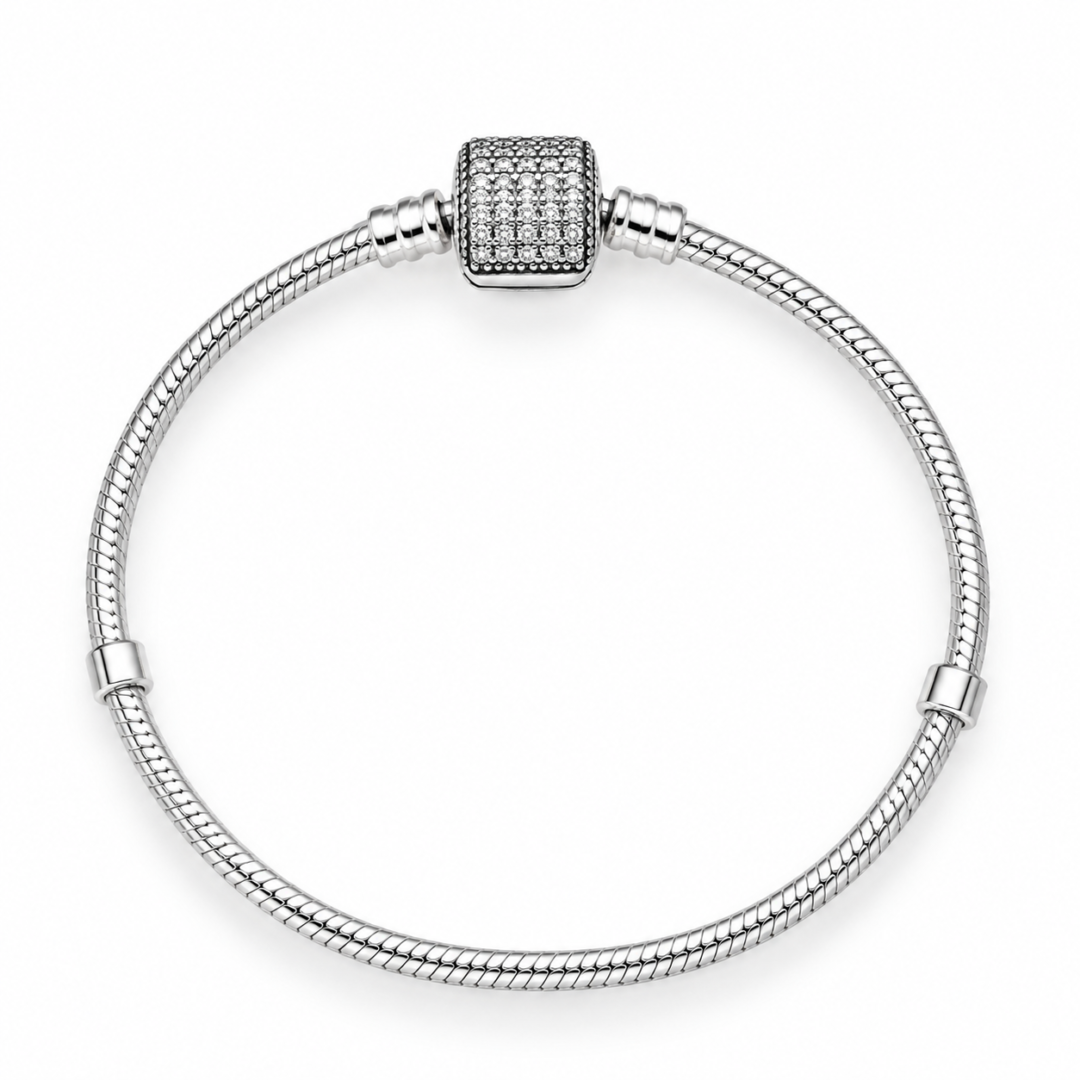PULSEIRA PARA BERLOQUE PB5 TAMBOR Pulseira Para Berloque Tambor Cravejado Prata 925