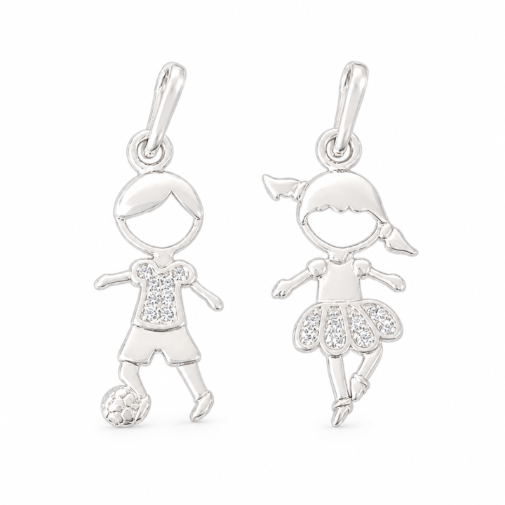 Pingente Menino e Menina Prata 925