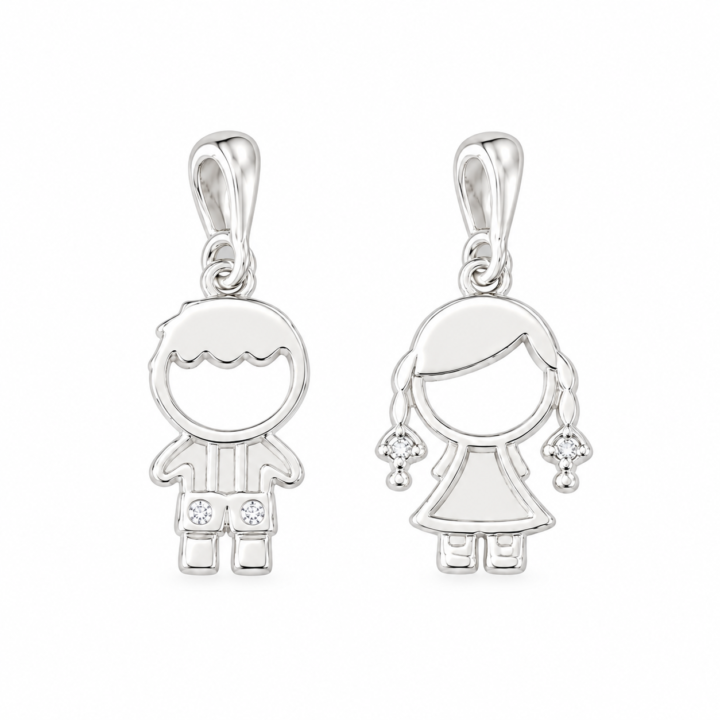 PINGENTE MENINO/MENINA PF291 Pingente Menino Menina Prata 925